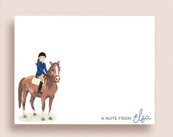 Equestrian Gifts Personalized Stationery Set of 12 Horse Stationary Set Horse Art Flat Note Card I/'d Rather Be Horse Back Riding