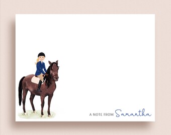 Equestrian Gifts Personalized Stationery Set of 12 Horse Stationary Set Horse Art Flat Note Card I/'d Rather Be Horse Back Riding