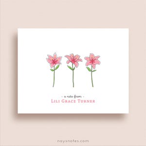 Lily Note Cards - Folded Note Card Set - Personalized Lily Stationery - Custom Floral Notes - Lily Lover Gift for Her - Flower Lover Gift