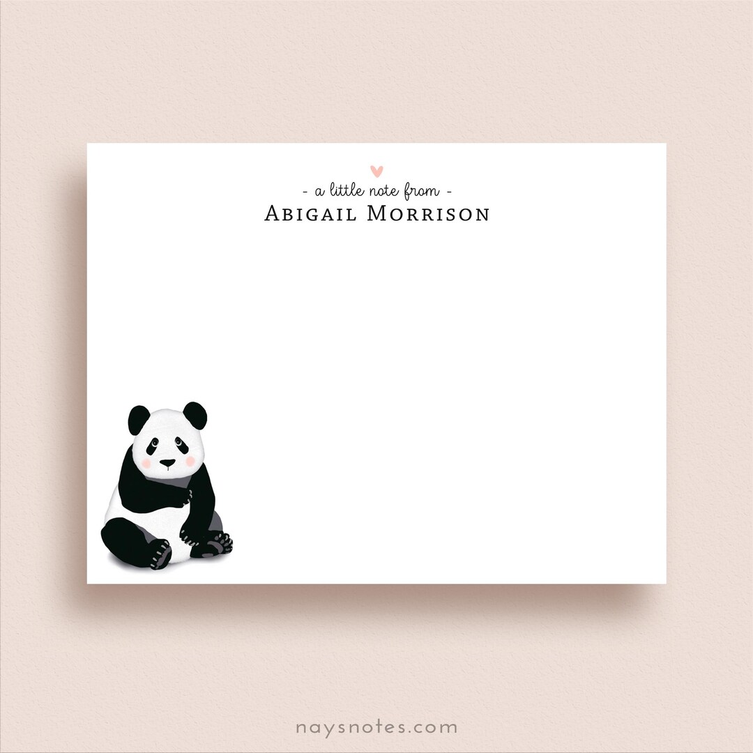 Panda Note Cards - Flat Note Card Set - Personalized Panda Stationery ...