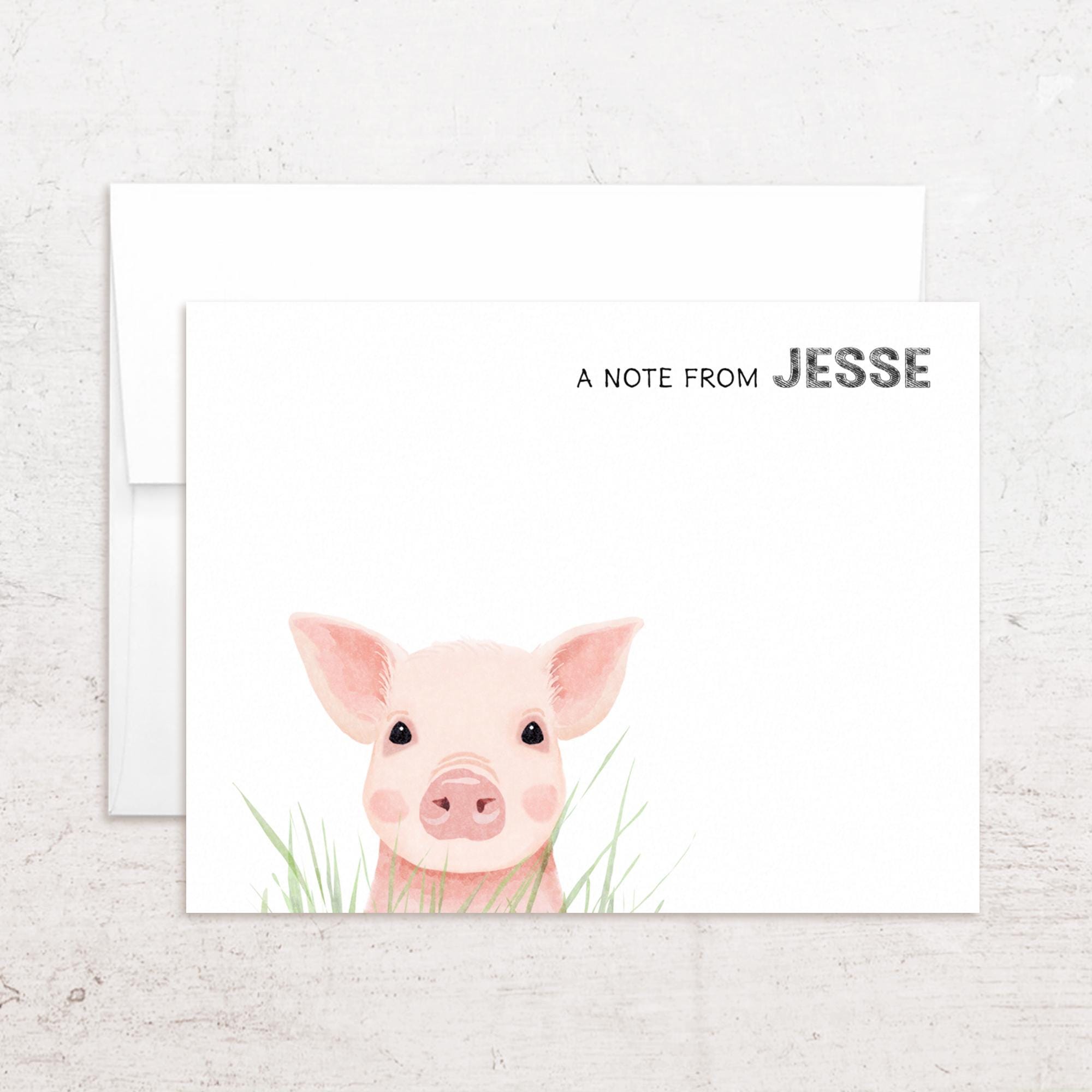 Personalized Pig Stationery - Pig Note Cards - Folded Notes - Etsy