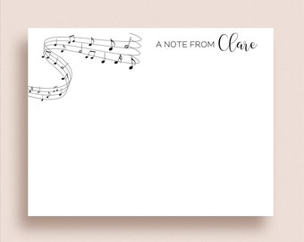 Music Note Cards - Music Thank You Cards - Flat Note Cards - Personalized Music Stationery - Music Notes Thank You Card