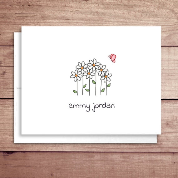 Daisy Note Cards Daisy Folded Note Cards Personalized Etsy