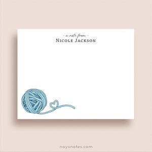 Knitting Note Cards - Flat Note Cards - Ball of Yarn Note Cards - Personalized Knitting Stationery - Crochet Stationery - Crochet Note Cards