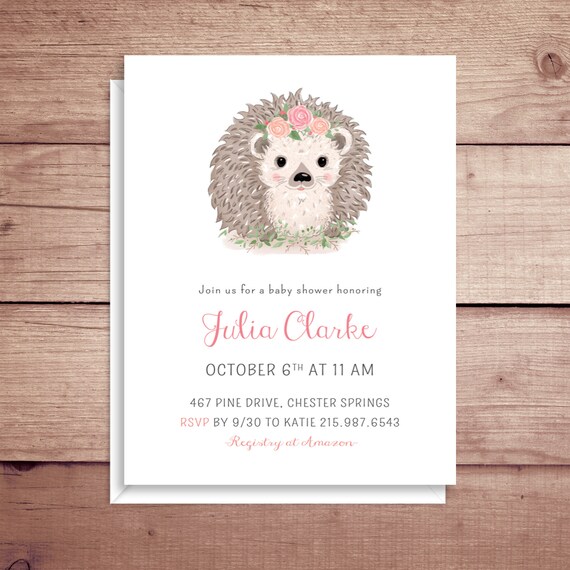 hedgehog baby shower invitations