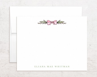 Papelería personalizada con lazos - Tarjetas de notas con lazos planos personalizados