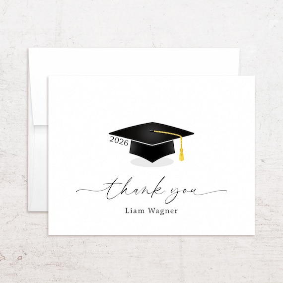 Graduation Note Cards - Grad Thank You Cards - Personalized Stationery -  Folded Notes