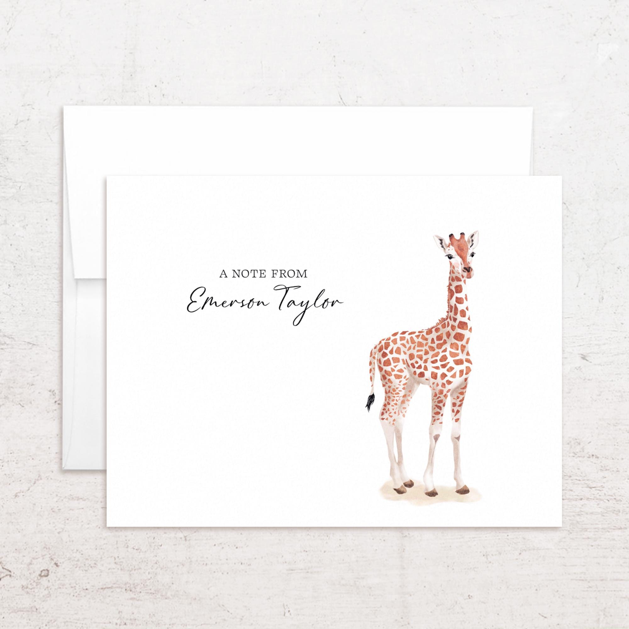 Personalized Giraffe Stationery - Giraffe Note Cards - Folded Notes - Etsy