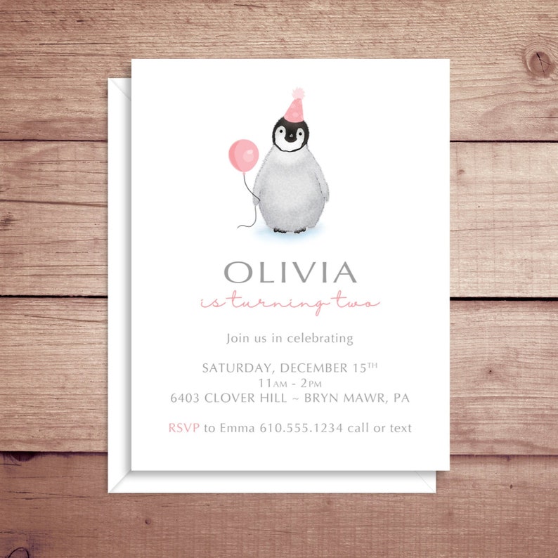 Penguin Invitations Penguin Birthday Invitations Penguin Etsy