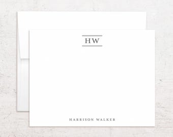 Papelería personalizada con monograma - Tarjetas de felicitación personalizadas - Fuente clásica con serifa - Notas planas