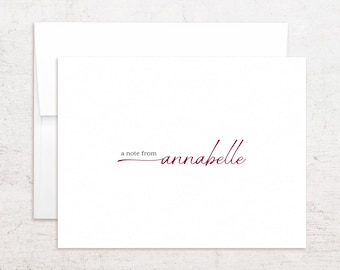 Papelería personalizada - Tarjetas de notas con nombre personalizado - Fuente Swash - Minimalista - Notas plegadas