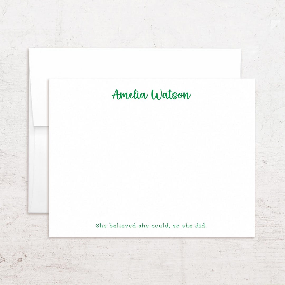 Personalized Note Sentiment Personalized Stationery - Custom Mantra Note Cards - Flat Notes ...