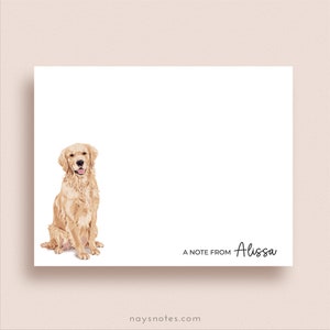 Golden Retriever Note Cards - Flat Note Cards - Personalized Golden Retriever Stationery - Dog Stationery - Dog Lover Gift