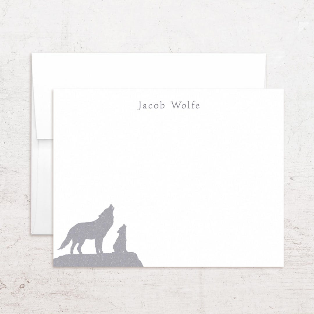 Wolf Sticky Note Wolf Note Cards - Personalized Wolf Pup Stationery - Flat Notes - Etsy