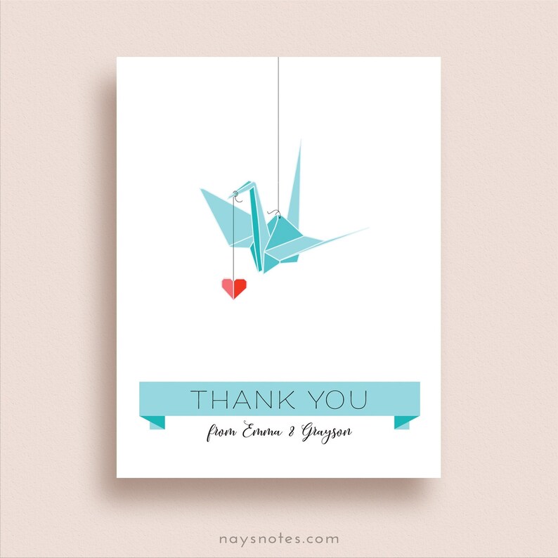 Origami Crane Note Cards Bridal Shower Thank You Notes Etsy