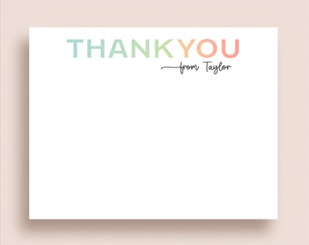 Thank You Notes - Personalized Thank You Cards - Colorful Thank You Cards - Flat Note Cards - Personalized Stationery