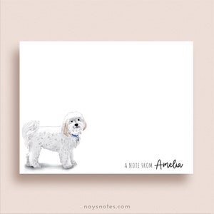 Havanese Note Cards - Havanese Flat Note Cards - Personalized Havanese Stationery - Havanese Thank You Notes - White Havanese Note Cards