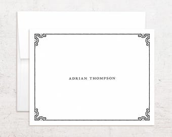 Papelería personalizada con borde decorativo - Juego de tarjetas plegables personalizadas