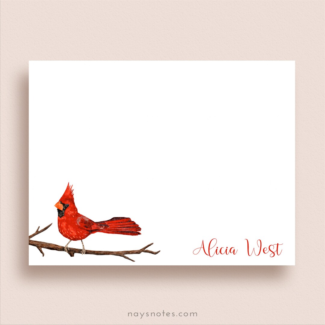 Cardinal Note Cards Cardinal Flat Notes Personalized Cardinal