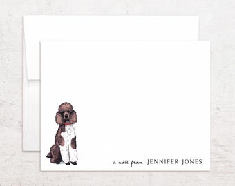 Tarjetas de notas con diseño de caniche particolor - Papelería personalizada con diseño de caniche particolor - Juego de tarjetas de notas planas