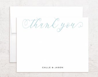 Custom Thank You Note Cards - Personalized Stationery - Script Font - Flat, Set of 10 +