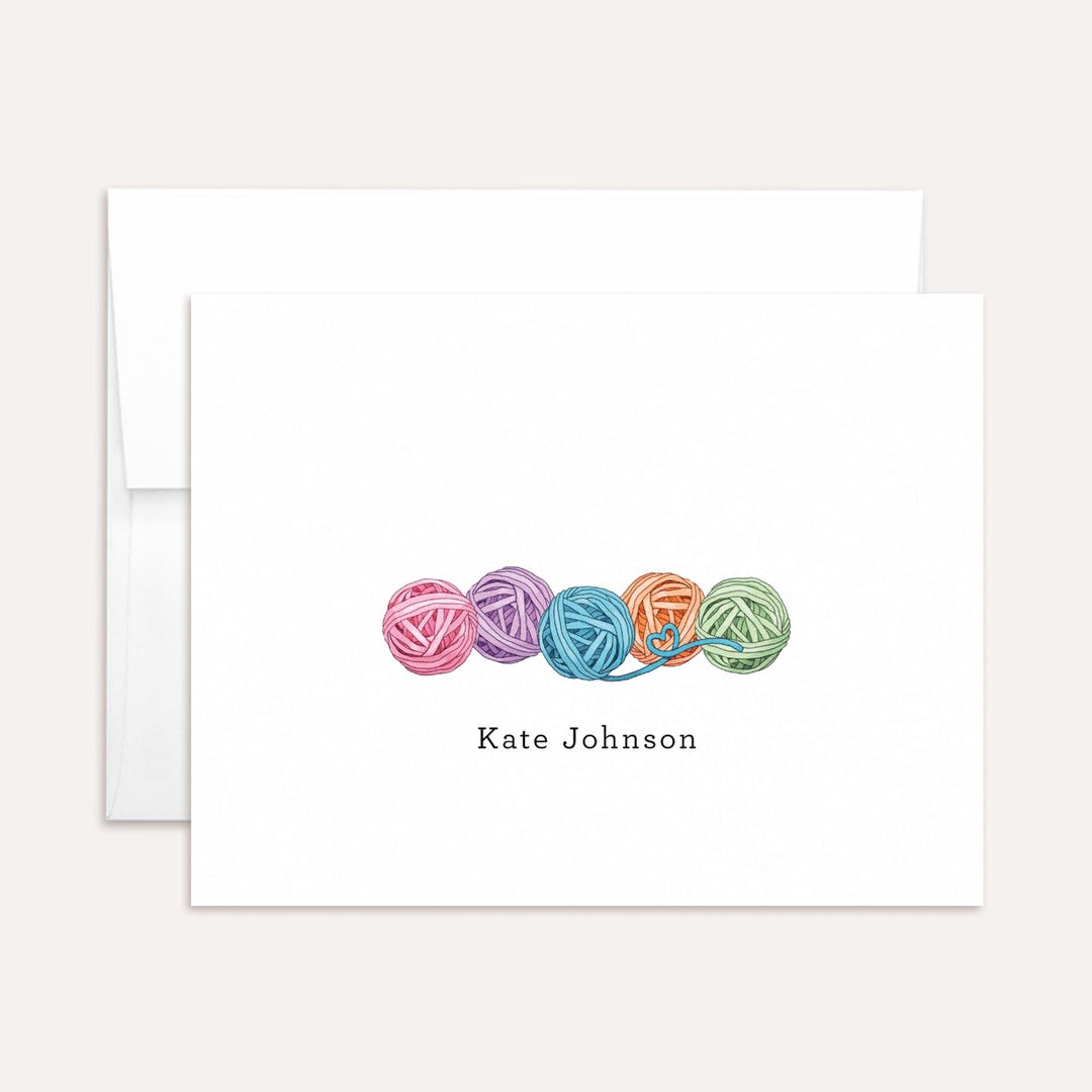Personalized Knitting Stationery - Custom Yarn Knitting Note Cards ...