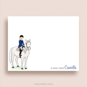 Equestrian FLAT Note Cards - White Horse Flat Notes - Horse Stationery - Horse and Rider Note Cards - Equestrian Notes - Horse Note Cards