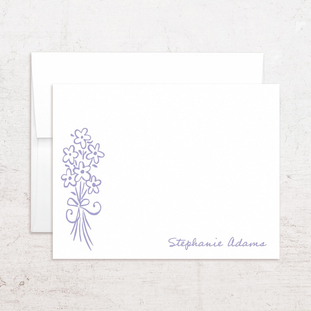 Personalized Floral Stationery - Flower Note Cards - Custom Flat Notes ...