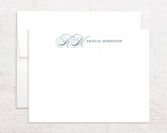 Papelería personalizada con monograma - Tarjetas de felicitación personalizadas - Fuente decorativa - Notas planas