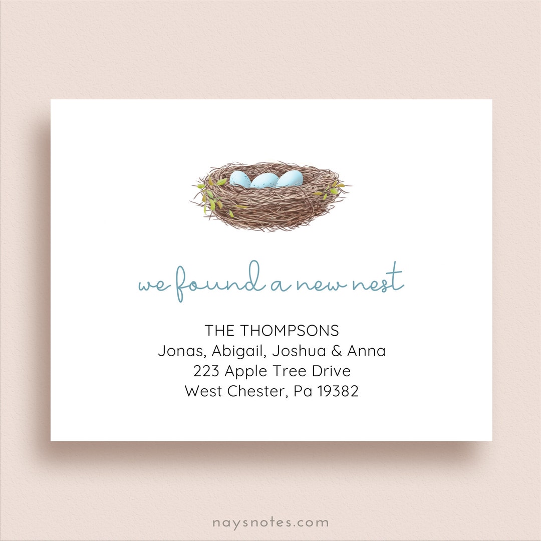 Nest Moving Announcement New Address Cards Nest Moving Etsy