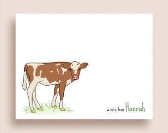 Cow Note Cards - Folded Cow Note Cards - Personalized Cow Stationery - Cow Thank You Notes - Animal Note Cards