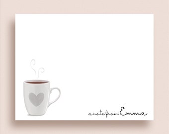 Coffee Note Cards - Flat Note Cards - Coffee Thank You Cards - Personalized Coffee Stationery - Coffee Time Stationery - Coffee Mug Note