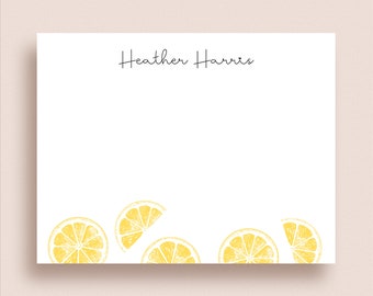 Lemon Note Cards - Lemon Slice Flat Note Cards - Personalized Lemon Stationery - Lemon Thank You Note - Fruit Stationery - Summer Stationery