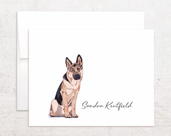 Personalized German Shepherd Stationery - Shepherd Note Cards - Folded, Set of 8 +