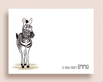 Zebra Note Cards - Zebra Folded Note Cards - Personalized Zebra Stationery - Zebra Thank You Notes - Safari Note Cards