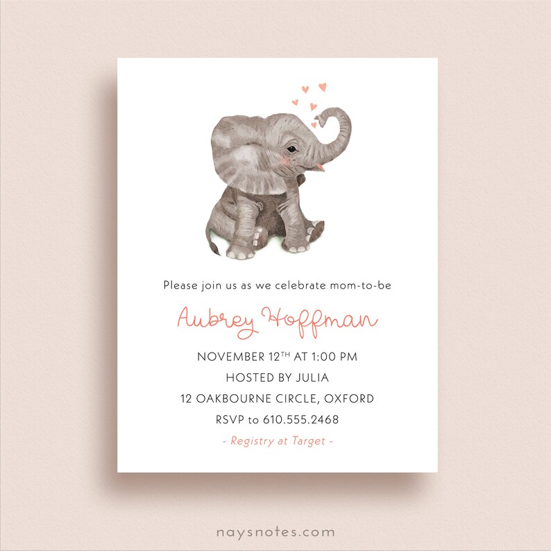 Elephant Baby Shower Invitations Elephant Shower Invitations Etsy