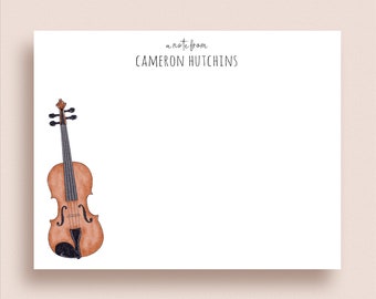 Fiddle Note Cards - Violin Note Cards - Fiddle Flat Note Cards - Personalized Violin Stationery - Violin Thank You Card - Fiddle Stationery