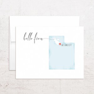 Utah Note Cards - Personalized State Map Stationery - Folded Notes