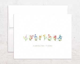 Tarjetas de felicitación florales - Papelería personalizada con flores silvestres - Tarjetas plegables florales personalizadas