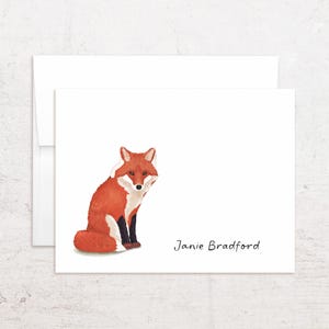 Personalized Red Fox Stationery - Custom Fox Note Cards - Folded Notes