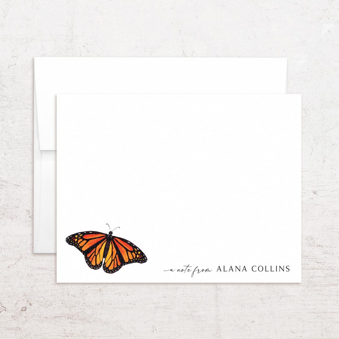 Monarch Butterfly Note Cards - Personalized Butterfly Stationery ...