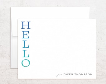 Personalized Hello Stationery - Custom Hello Note Cards - Flat Notes