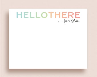 Hello Note Cards - Hello There Stationery - Flat Note Cards - Hello There Note Cards - Personalized Note Cards - Personalized Stationery