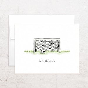 Personalized Soccer Net Stationery - Soccer Note Cards - Folded Notes