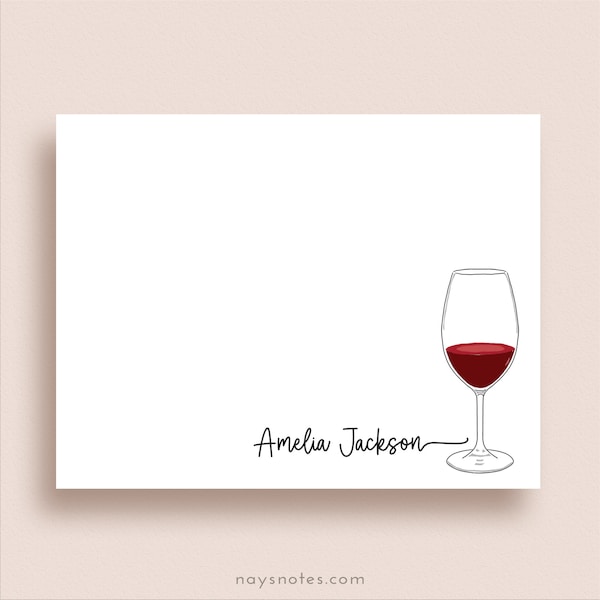 Wine Glass Note Cards - Wine Thank You Cards - Flat Note Cards - Personalized Wine Glass Stationery - Wine Glass Thank You Card