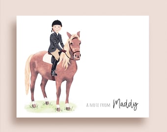 Horse and Rider Note Cards - Horse Folded Note Cards - Personalized Horse Stationery - Horse Thank You Notes - Equestrian Note Cards