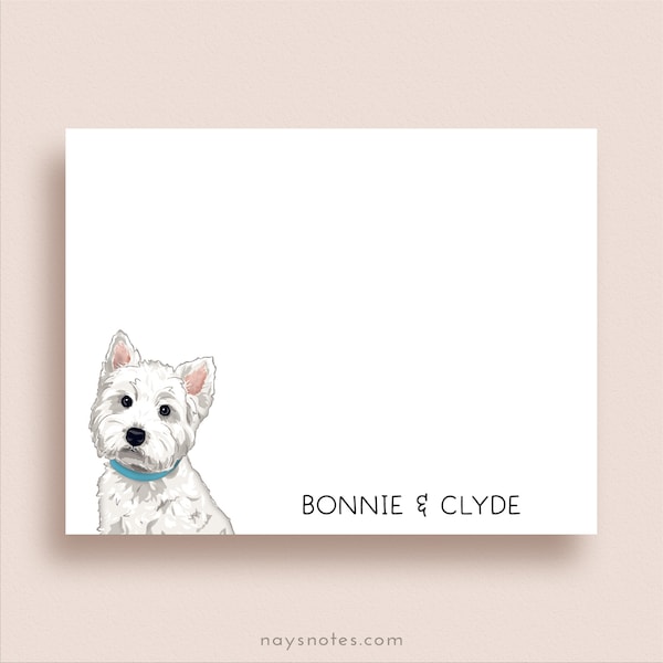 Westie Note Cards - Flat Note Cards - Personalized Westie Stationery - West Highland White Terrier - Westie Gift - Dog Note Cards