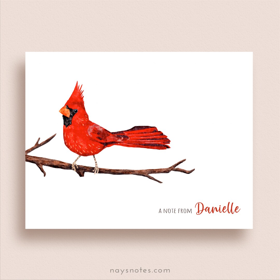 Cardinal Note Cards Folded Bird Note Cards Personalized Cardinal