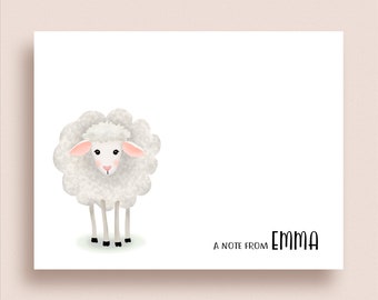 Sheep Note Cards - Folded Lamb Note Cards - Personalized Sheep Stationery - Sheep Thank You Notes - Illustrated Note Cards