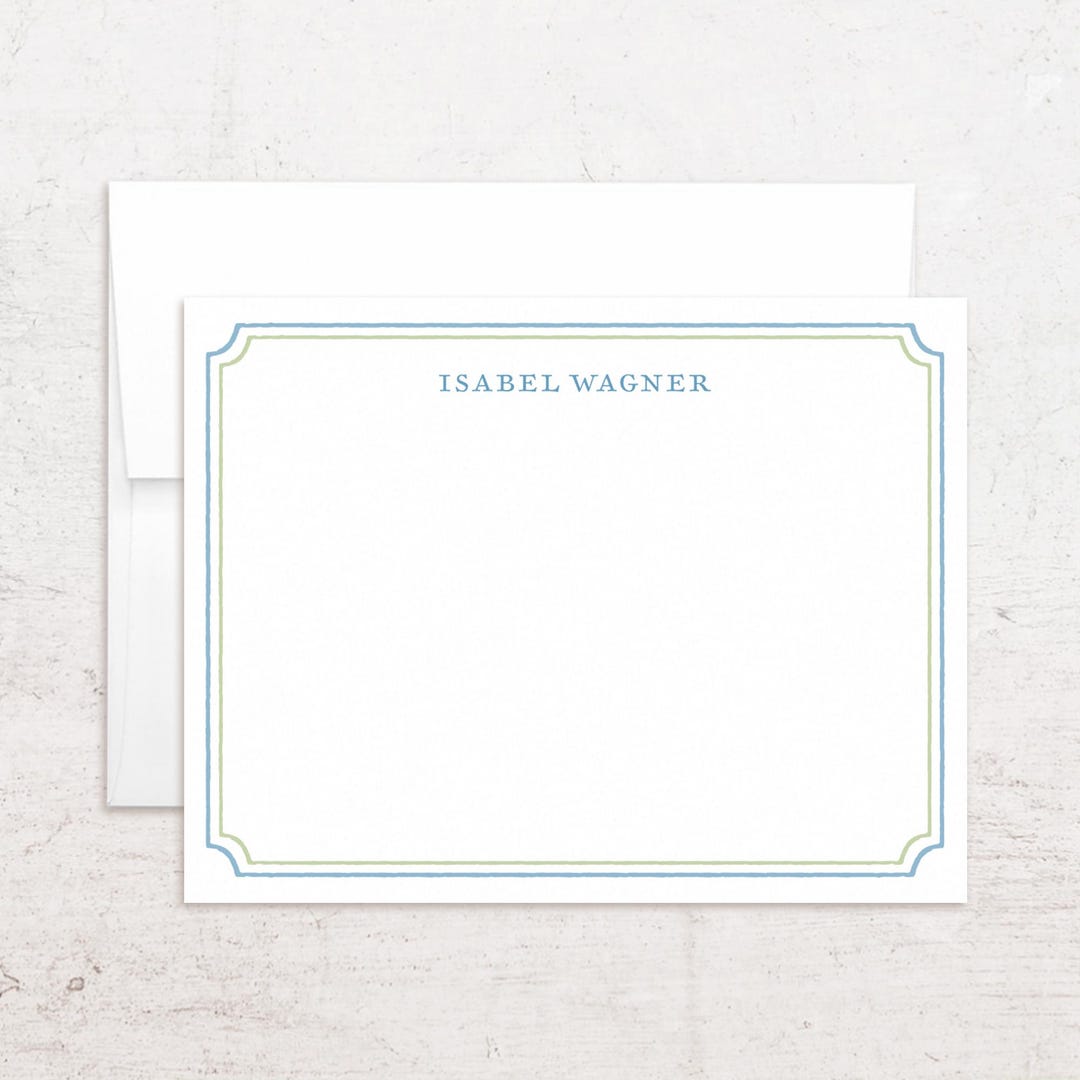 Personalized Border Stationery - Custom Name Note Cards - Flat Cards - Etsy
